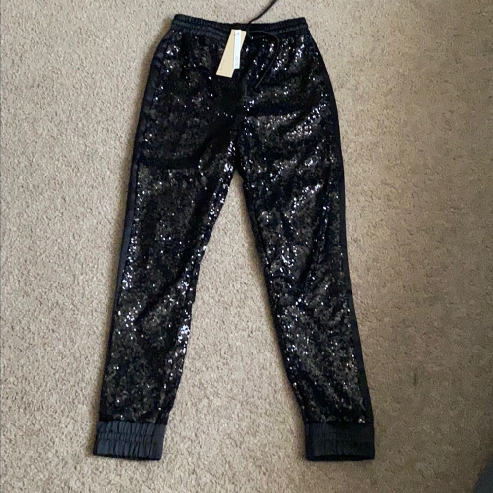 Black sequin joggers